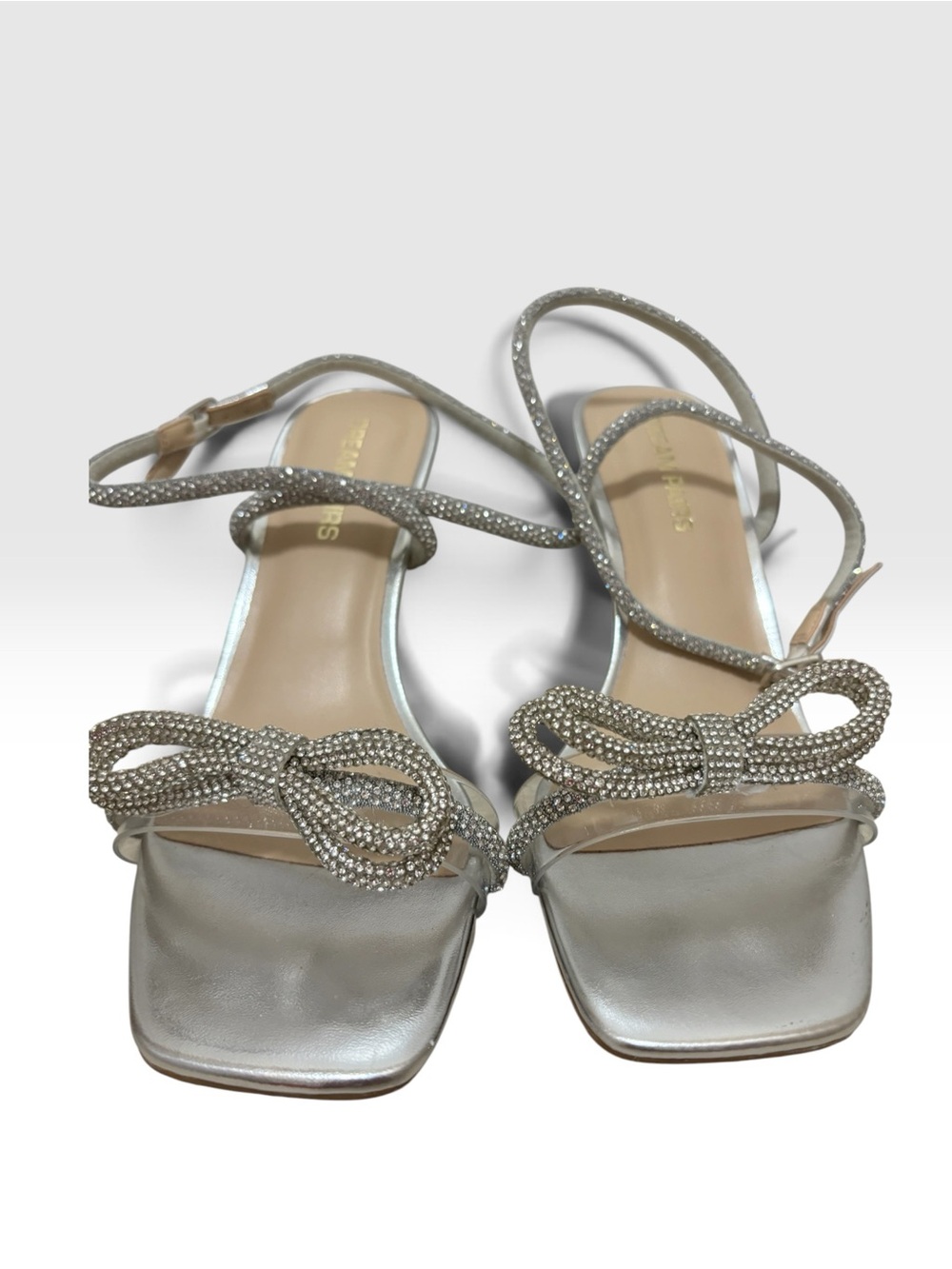 Dream Pairs Silver Rhinestone Bow Clear Strap Ankle Heels Size 8.5 - Picture 4 of 6